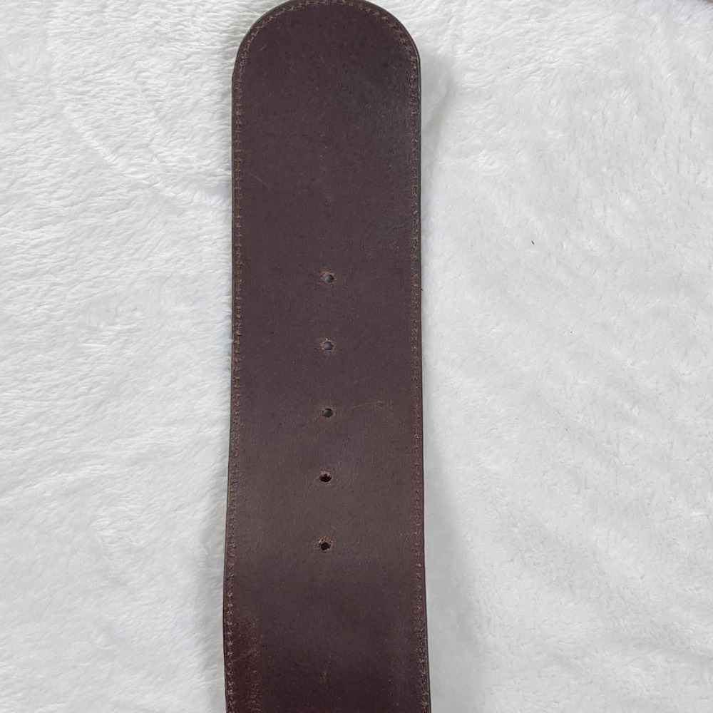 Chicos Turquoise Beaded Thick Leather Belt Womens Sz L Brown Boho Medallion - Picture 10 of 10